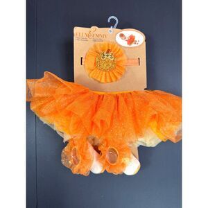 Elly & Emmy Baby Pumpkin Tutu Set 3pc Halloween 0-12M NWT